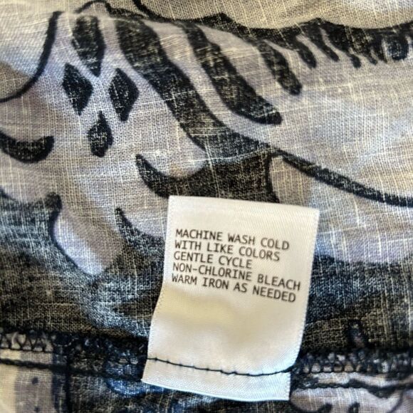 Christian Siriano Women’s Blue Floral Short Sleeve Linen/Rayon Shirt Size Small - Picture 7 of 10